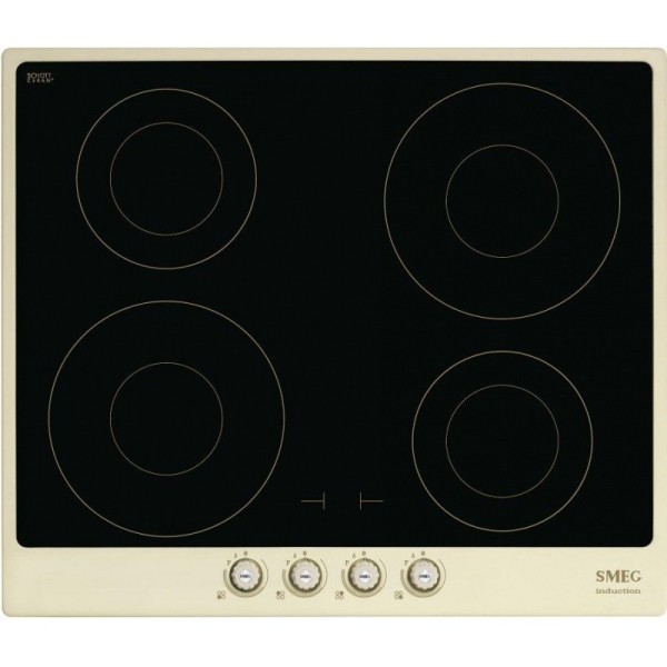 Plita Smeg Cortina SI764POM, 60 cm, Inductie, Crem