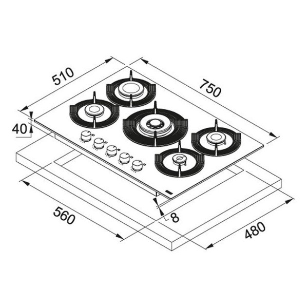 Plita incorporabila Franke Maris, 75x51 cm, sticla alba