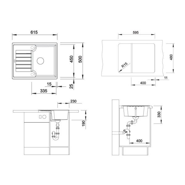 Blanco Zia 40 S-Cafea Chiuveta Granit 615x500mm