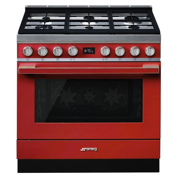 Aragaz Smeg Portofino CPF9GPR, Rosu