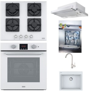 Pachet Electrocasnice Franke Alb Cuptor, Plită, Hotă