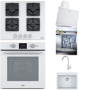 Pachet Franke Alb: Cuptor, Plită, Hotă, Accesorii