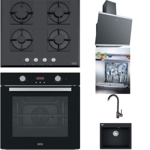 Pachet Franke Negru Cuptor Plita Hota Chiuveta Baterie