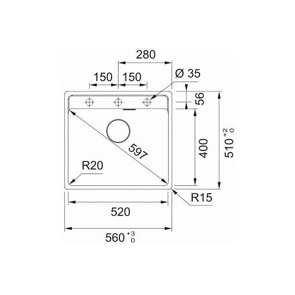 Chiuveta Sahara Franke Maris MRG 610-52 TL 560x510mm
