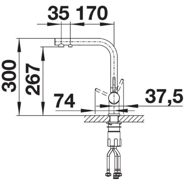 Baterie BLANCO FONTAS II auriu satinat, apă filtrată