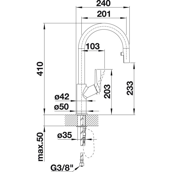 Baterie Blanco CARENA-S Negru-Crom cu cap extractibil