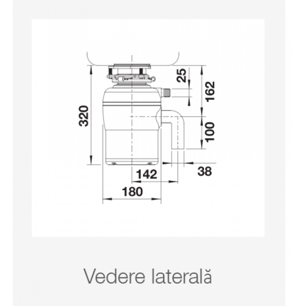 Tocator de resturi menajere BLANCO FWD LITE, Negru