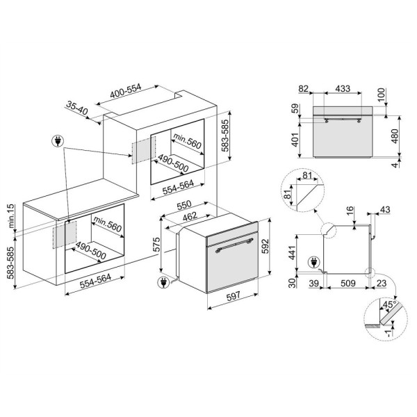 Cuptor Smeg SFP750AOPZ cu piroliza, antracit