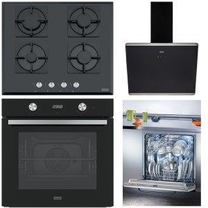 Pachet Franke Negru: Cuptor, Plită, Hotă, Mașină de Vase