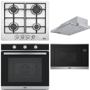 Pachet electrocasnice Franke inox și sticlă neagră