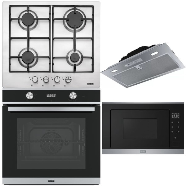 Pachet Franke: Cuptoare, Plită și Hotă Negru+Inox