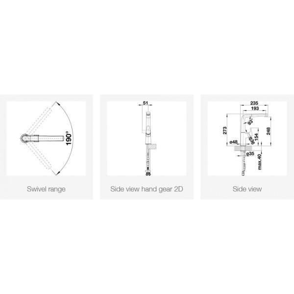 Baterie Chiuveta Blanco AVONA-S Antracit cu Dus Extractibil