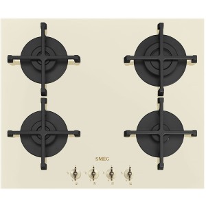 Plita vitroceramica pe gaz Smeg PV864PO, 60 cm, crem