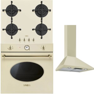 Pachet Smeg Cuptor Plită Hotă Crem