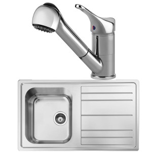 Pachet Smeg Chiuveta Inox cu Baterie Extractibila