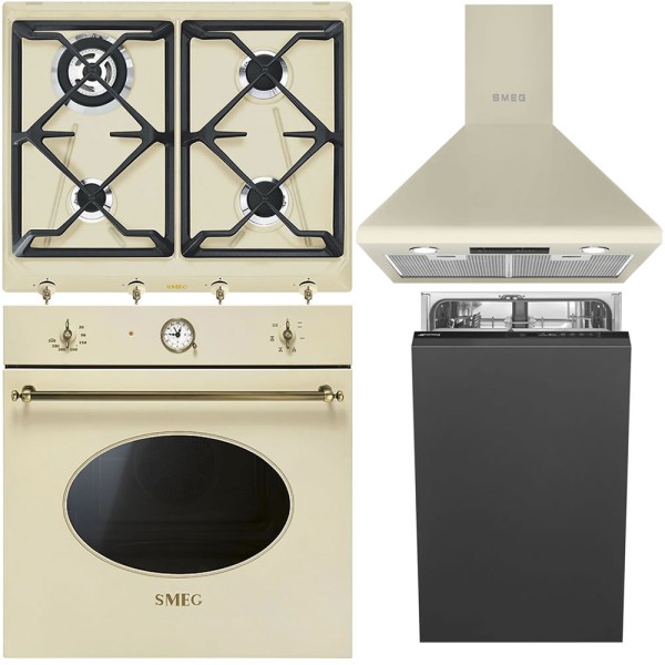Pachet Smeg CREM Cuptor, Plită și Hotă