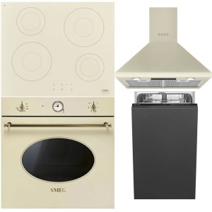 Pachet Smeg CREM: Cuptor, Plita, Hota, Masina vase