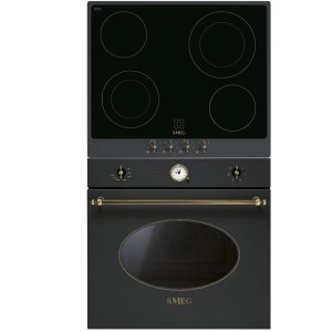 Pachet Smeg Colonial Negru Antracit Cuptor și Plită