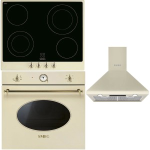 Pachet Smeg: Cuptor, Plită, Hota - Crem