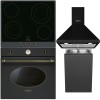 Pachet Smeg electric NEGRU: Cuptor, Plită, Hota, Mașină de Vase