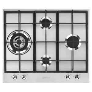 Plita Smeg Inox cu arzator WOK si gratare din fonta