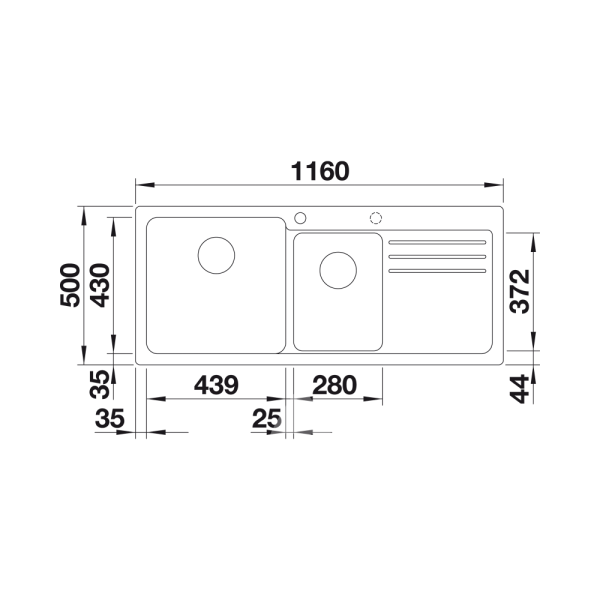 Chiuveta granit cu 2 cuve Blanco NAYA 8 S, negru