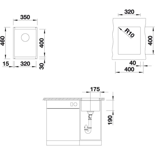 Chiuveta Granit Alb Subline 320-U, montare sub blat
