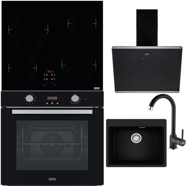 Pachet Electrocasnice Franke Negru Cuptor Plită Hota