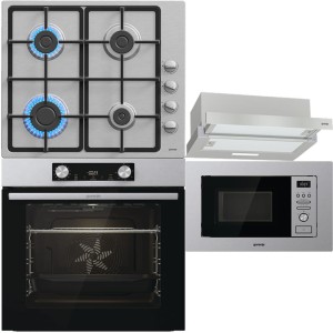 Set complet Gorenje cu cuptor, plita, hota si cuptor microunde