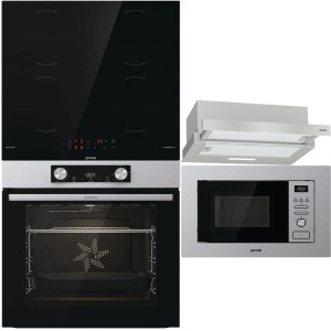 Pachet electrocasnice Gorenje: cuptor, plită, hotă, microunde