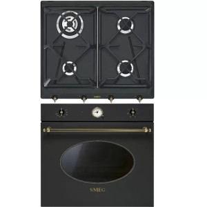 Pachet Smeg NEGRU ANTRACIT - Cuptor și Plită