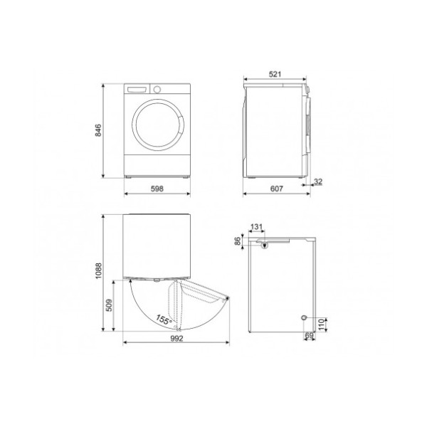 Uscator de rufe SMEG DNP08SECIN, 8 kg, alb