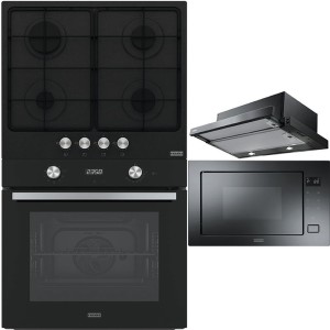 Pachet Smart Franke Negru Cuptor, Plita, Hota, Microunde