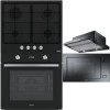 Pachet Smart Franke Negru Cuptor, Plita, Hota, Microunde