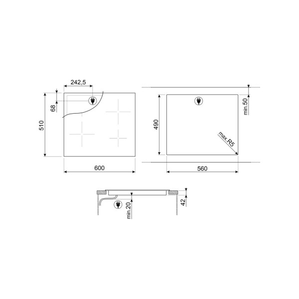 Plită ceramică neagră SMEG Universale SE264TD1