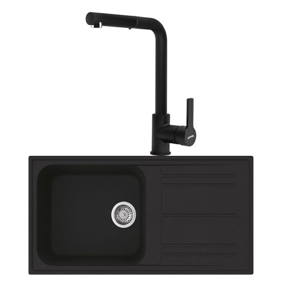 Pachet Smeg Negru Chiuveta si Baterie