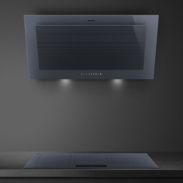 Hota sticla Smeg Linea gri 90cm