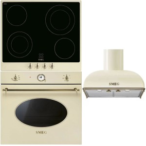 Pachet Smeg Crem: Cuptor, Plită, Hota