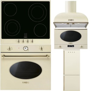 Pachet electrocasnice Smeg crem: Cuptor, plită, hota
