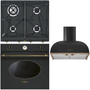 Pachet Retro Antracit Smeg Cuptor, Plită, Hota