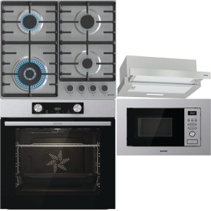 Pachet Gorenje Inox Cuptor Plită Hotă Micro