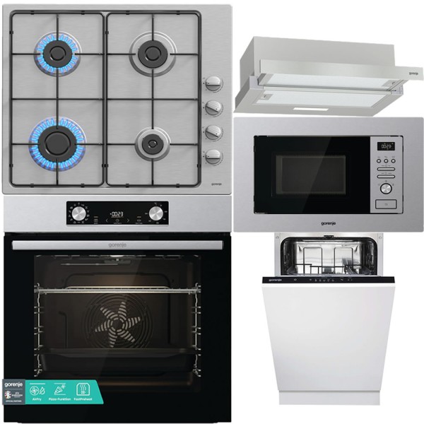 Pachet Gorenje cuptor, plita, hota, microunde, masina vase