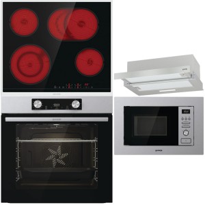 Pachet Gorenje cuptor, plită, hotă, microunde