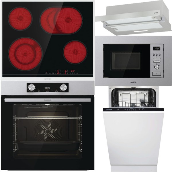Pachet electrocasnice Gorenje - cuptor, plită, hotă, microunde