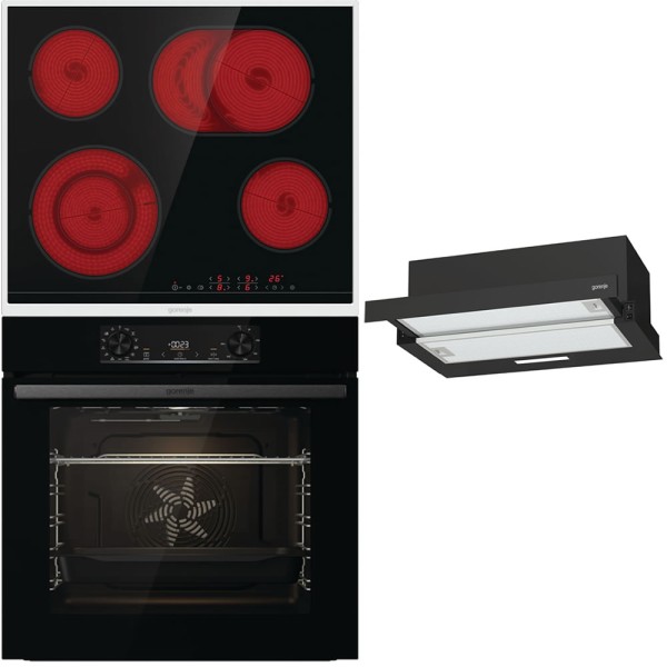 Pachet Negru Gorenje Cuptor, Plită, Hotă