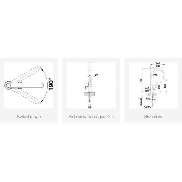 Baterie Blanco CARENA-S Vario Alb Antic-Crom cu duș extras