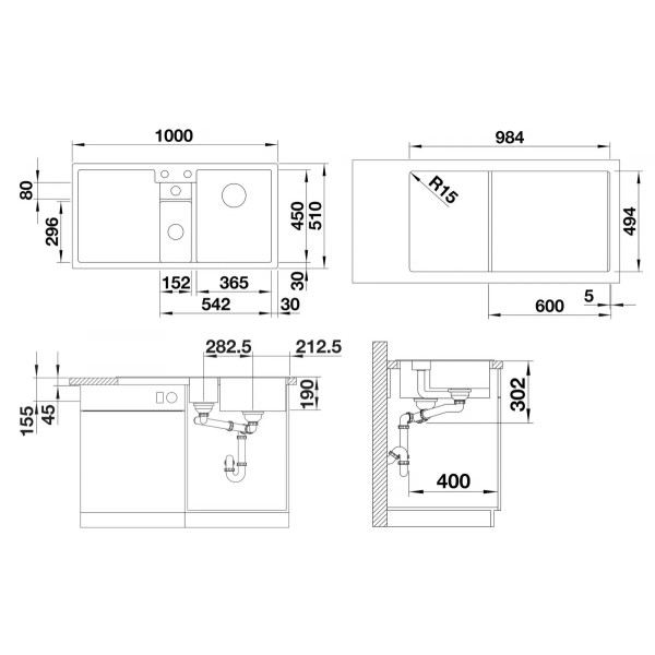 Chiuveta BLANCO-ALB ANTIC COLLECTIS 6 S, 1000x510 mm