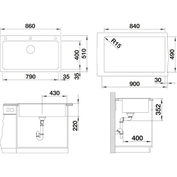 Chiuveta Blanco Alb Antic, cuva XL