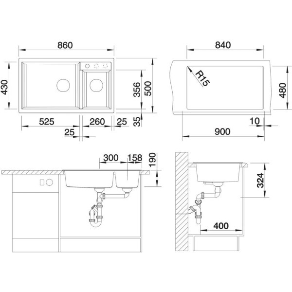 Chiuveta Blanco METRA 9, SILGRANIT PuraDur, Cafea