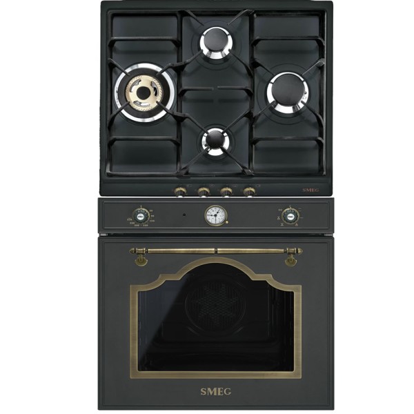 Pachet Smeg Cortina Negru-Antracit Cuptor și Plită